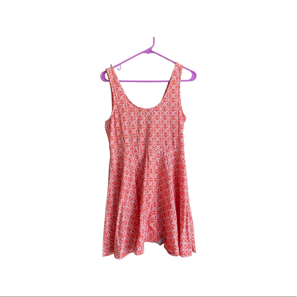 Urban Outfitters Ecote Mini Skater Dress, orange & white pattern - Size L -